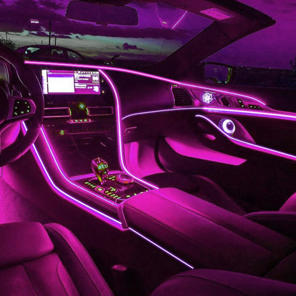 Bil LED-dekorationsljus El Wiring Neon Strip för Car Diy Green 3M USB drive