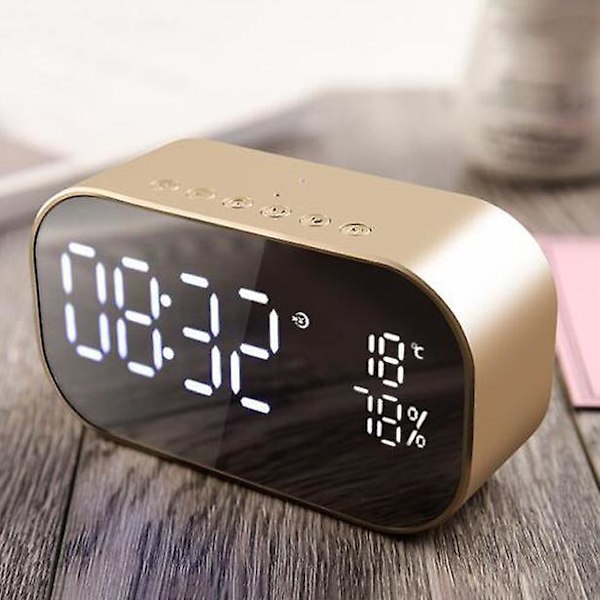 S2 Bluetooth Subwoofers, Dubbel Tri-Fold Spegel Funktion Mini Alarm Stereo Högtalare Sängbord