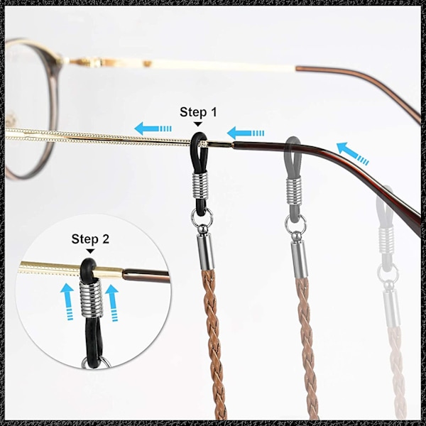 4-pack glasögonhållare rem snöre, glasögonhållare, premium läder glasögon snöre hållare kedja halsband, glasögon snöre snöre (4 färger)
