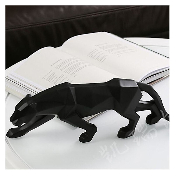 Panter Skulptur Prydnader, Panter Skulptur/Staty Modern Geometrisk Harts Leoparden Prydnader/Konst Hantverk Dekor för Hem Bibliotek Fönster Butik - Svart,