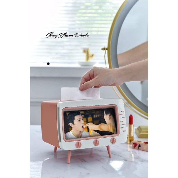Tissue Box-hållare med telefonhållare, TV Shape Tissue och smartphone-hållare, Multipurpose Tissue Box- cover för badrum/vardagsrum/sovrum