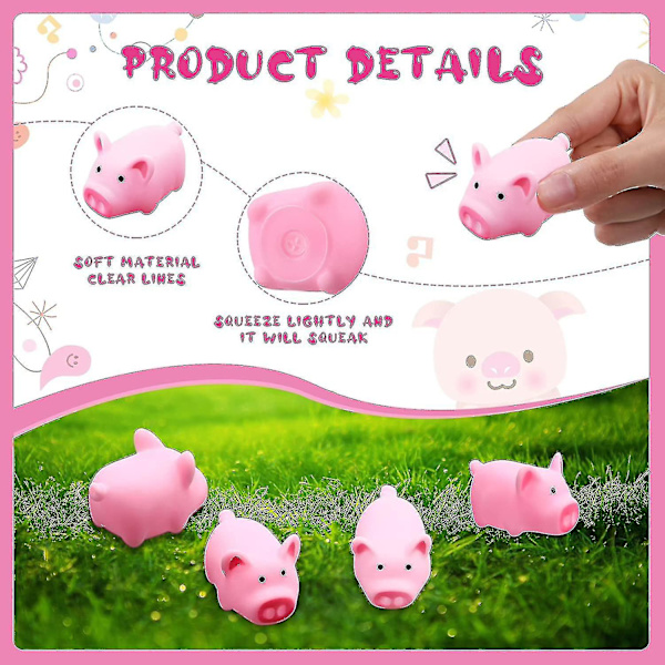 50 st. Gummipiggbadleksar i bulk Mini Pig Leksaker Rosa Piggbadkarleksaker Flytande Kvittrande Leksaker för Dusch Halloween Julfest luolv