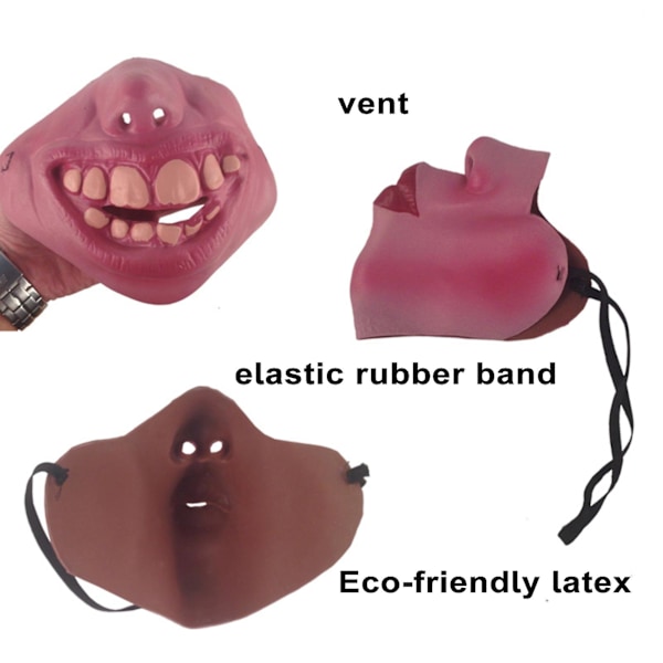 Halloween Mask Spökclown Latex Rolig Stil Justerbar Elastisk Band Mask för Halloweenfest Dekorationer (K)