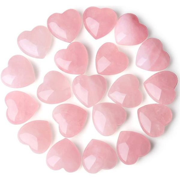 20 st Rosenkvarts Hjärtkristaller Naturlig Kristall Polerad Healing Söta Kärleksstenar Energi Balansering Meditation för Kvinnor