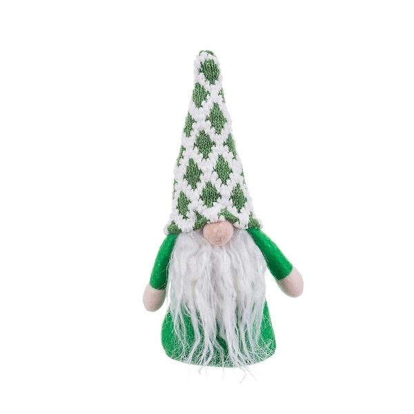 Julgranskula Vit Grön Sand Tyg Jultomte 21 cm