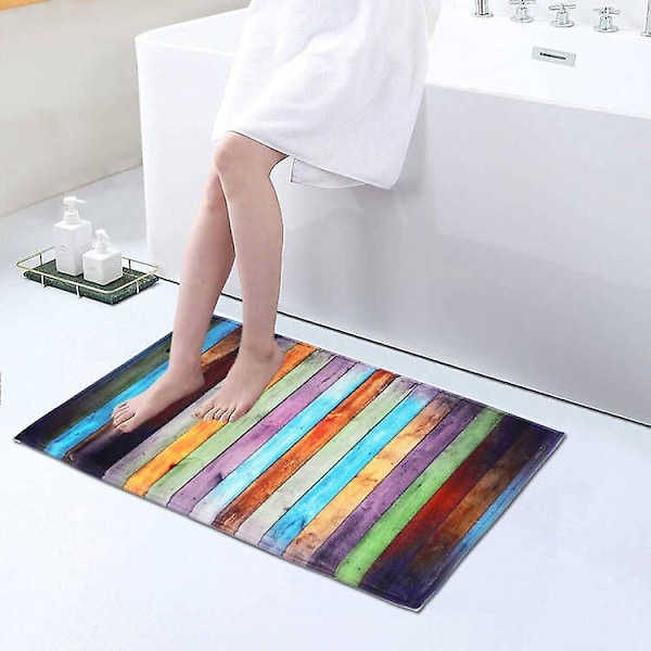 Fin halkfri och snabbtorkande matta - Golv / Bad / Dusch / Köksmatta, Polyester, Bunte Streifen, 40 x 60 cm