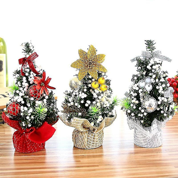 Julgran 20CM Mini Julgran Set Ornament Desktop guld