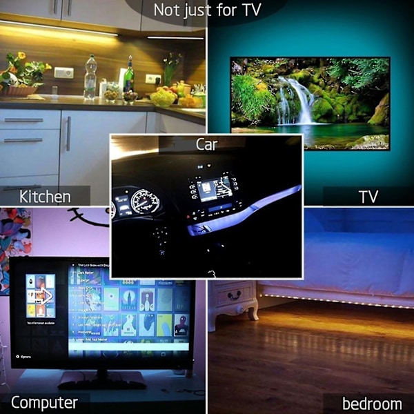 LED-remsa med fjärrkontroll, batteridriven hög ljusstyrka, IP65 vattentät TV-bakgrundsbelysning, RGB väggdekor (1M)