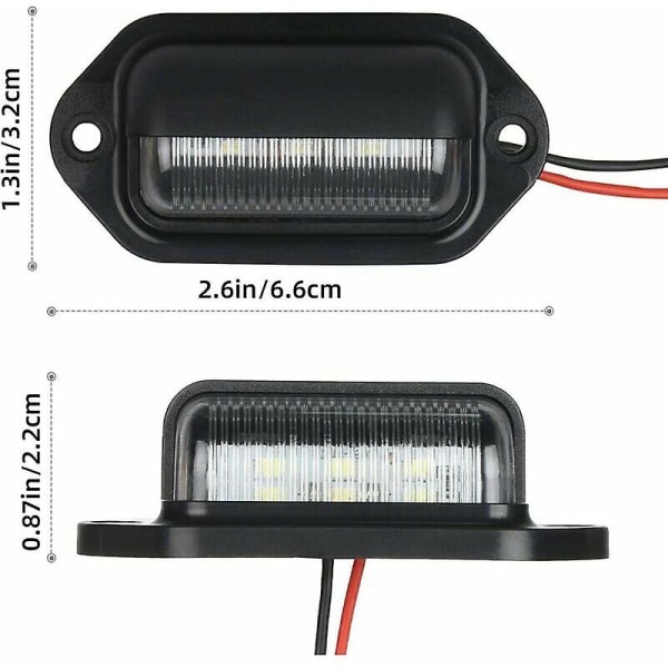 2-pack vattentäta LED-skyltljus 6 SMD LED-bakljus Nummerskyltljus för 12V/24V lastbilsskåpbil Trailer Caravan