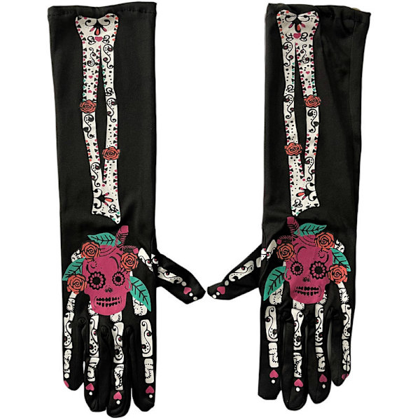 1 Par Dekorative Halloween Handsker Simulation Livagtige Kraniehoved Handsker Halloween Party Handsker Tøj Tilbehør