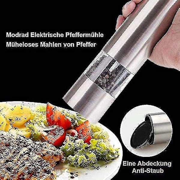 2 stk. Rustfritt Stål Krydderkvern Keramisk Kvern Salt og Pepper