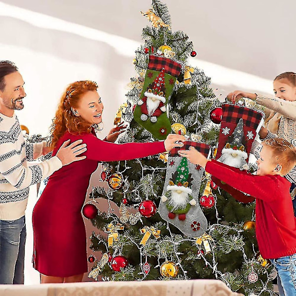Julepynt, 3 stk 18\" Jule Strømpe Klassisk Stor Strømper Julenissen, Julenisse Karakter For Familie Ferie Julefest Pynt