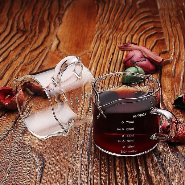 Glasmätkopp Espresso Liten Glasvätskeglas Ounce Kopp Med Gradering Och Dubbel Pip Köket