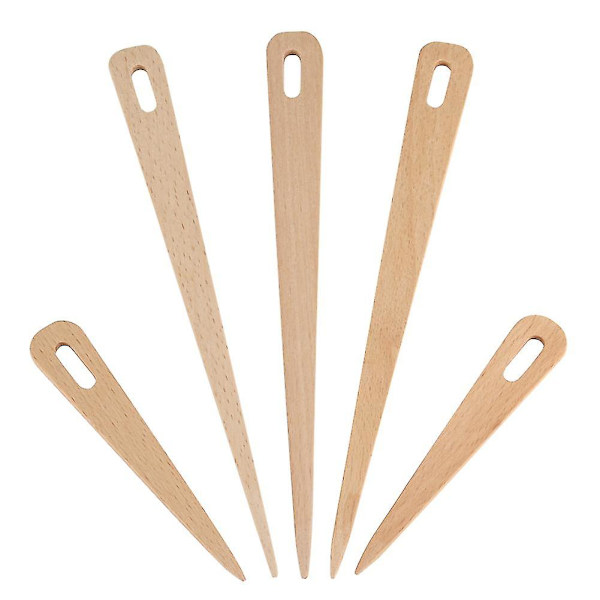 5-pack Trähandvävpinnar Stickning Virkning Tapestry DIY Hantverk Verktyg