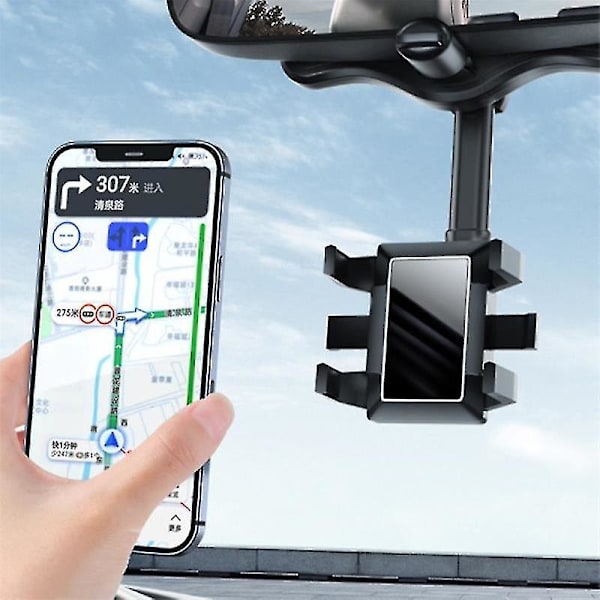 Biltelefon Navigasjon Brakett Bilstøtte Speilholder 360 Grader Roterbar Inntrekkbar Universal Stativ