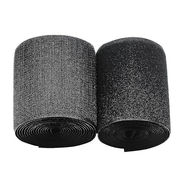 Dww-velcro Extra Large (10cm*2m), För att sy ränder på tyg, Icke-självhäftande svart nylonband för kabelhantering, sömnad, L