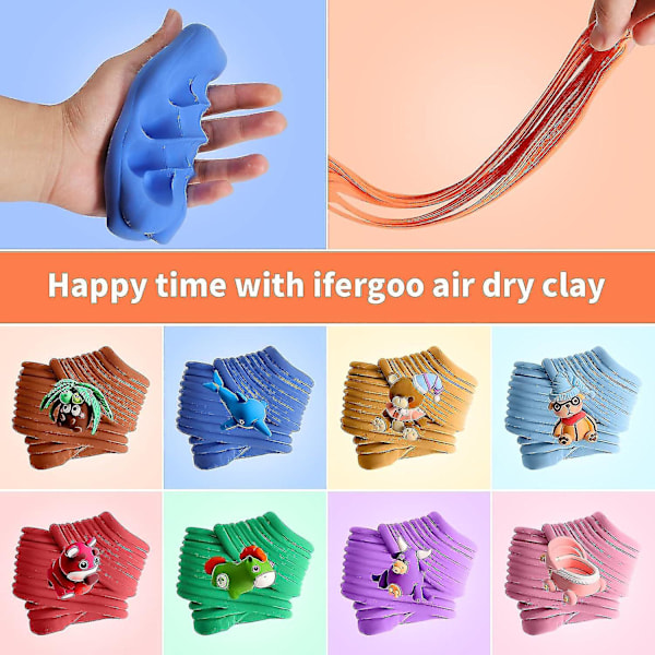 Lufttorkande Lera - 36 Färger Lufttorkande Ultralätt Magisk Lera, Kreativ Konst Diy Barnkonst Hantverk