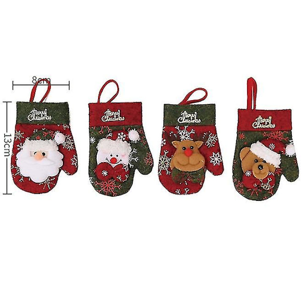 Julbestickset med 4 fickor för julmiddagsdukning, julservetter för hemmet