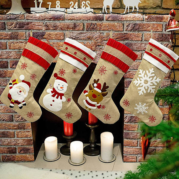 Jultomte Snöflinga Snögubbe Rensa Hängande Förvaringsväska Julstrumpor Dekoration (Snögubbe*)