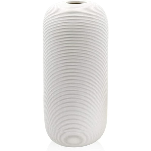 HANBING Modern keramisk vas vit geometrisk vas för vardagsrumsdekoration (stor storlek)