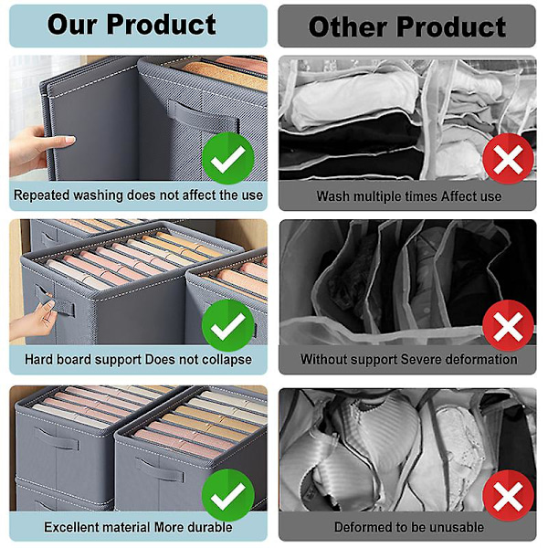 1 stk. 9-Ruds Skuffeorganisatorer, Foldbar Vaskbar Opbevaringsboks Til Tøj, Skjorter, Sokker, Underbukser