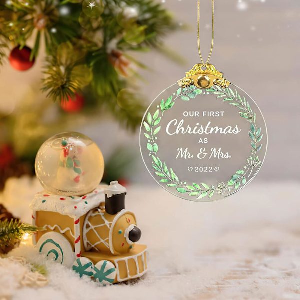 Klar Kristalljulkula, Första Juldekorationen För Nyfödd, Son, Dotter, Herr Och Fru - Guld