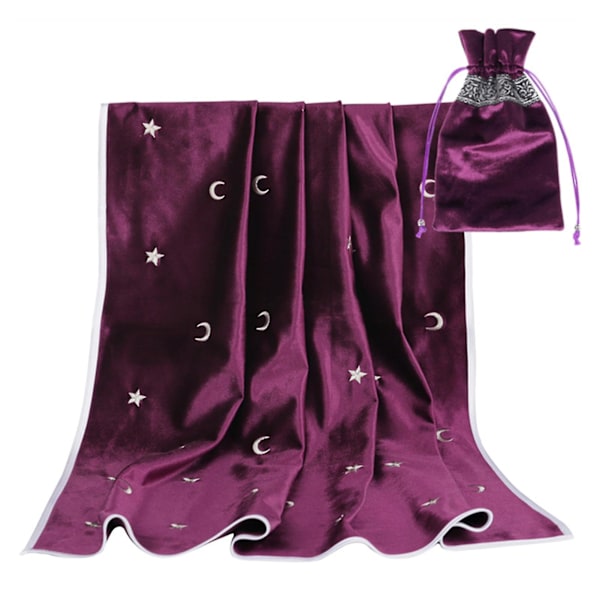 Alttarin Tarot-pöytäliina Sametti Tarot-ennustuspöytäliina Tarot-korttien säilytyspussilla Lautapelivarusteet Violetti