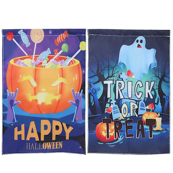 2 stk. Udendørs Flag Udendørs Dekorationer Halloween Husflag Græskar Haveflag Græskar Halloween Flag Burlap Halloween Flag