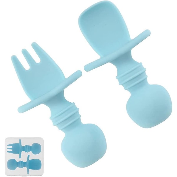 Fyra Bb-gafflar, Bb-skedar för nybörjare, silikongaffel och sked, ergonomiska bestick för nybörjare, bestick Bb-set, gaffel och sked Bb