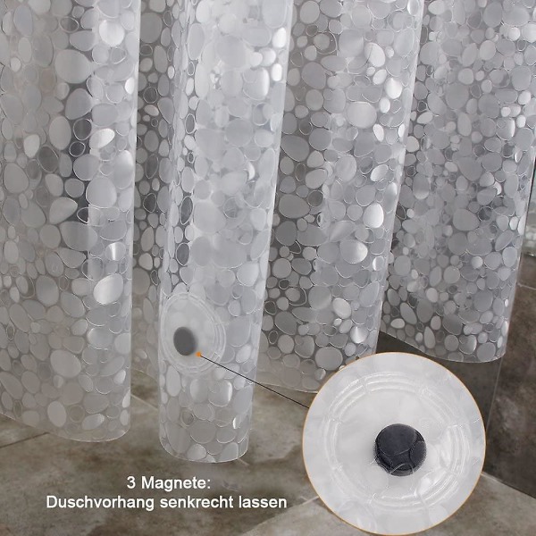 Mögelbeständig duschdraperi med viktade magneter under, 0,2 mm [180x180 cm] vattentät, antibakteriell