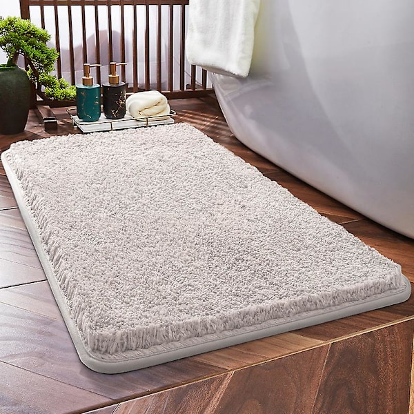 Tjock och fluffig badrumsmatta - halkfri - med mjuka mikrofibrer - vattenabsorberande - 40x60cm grå
