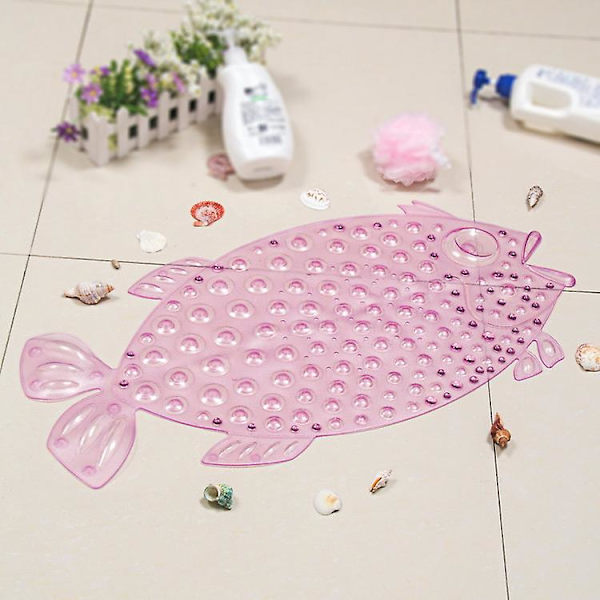 Fiskformad halkfri duschbadrumsmatta (rosa)
