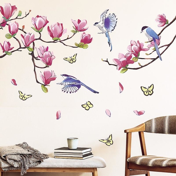 Set kukkia lintuperhosia seinätarroja, itseliimautuva seinäkoristelu