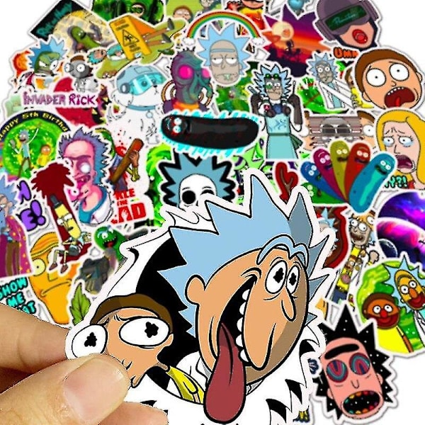 Anime Morti ja Rick -piirroshahmo tarrat (50 kpl täydellinen setti)