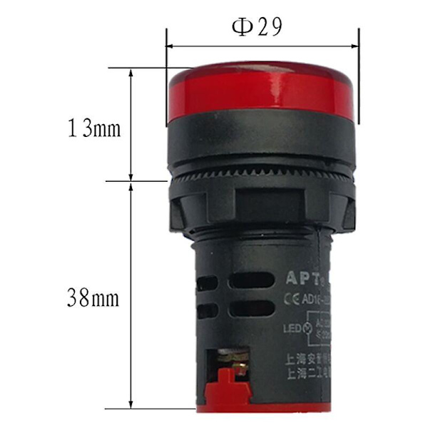 Sæt med 3 AD16-22D/S 12V DC 20mA Rød/Grøn/Gul 22mm LED Blinklys