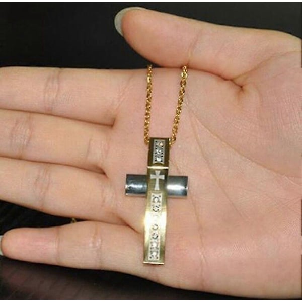Klassiskt kristet inlagt zirkonkors hängsmycke halsband trend religiös amulett halsband smycken för män kvinnor