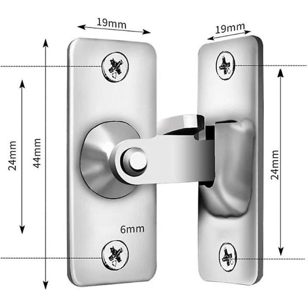 90 graders rätvinkligt dörrlås i rostfritt stål, används för trästaket, dörrar och fönster, skjutdörrar (silver), Versailles