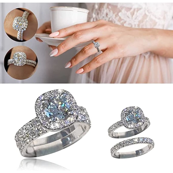 2 stykker full diamant damering Utsøkt sammenleggbar firkantet diamantforlovelse Bryllupssmykker Bursdagsgave Strandsmykkegaver til kvinner og jenter，9