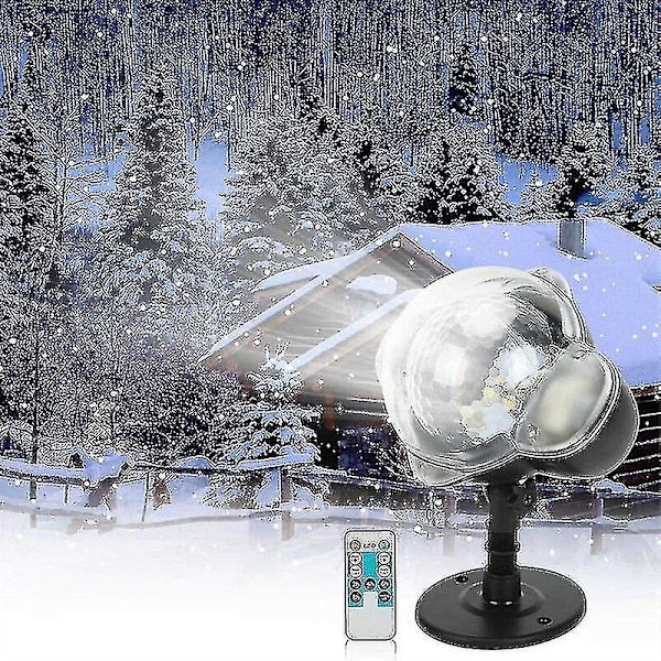 Snö LED Projektorlampa, Lampor med Roterande Fjärrkontroll Vattentät Landskap Snöflinga Dekorativ Belysning för Fest Wuqx