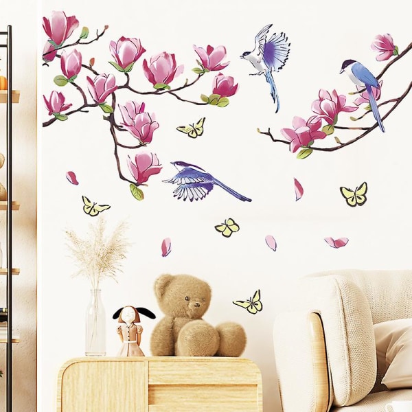 Set kukkia lintuperhosia seinätarroja, itseliimautuva seinäkoristelu