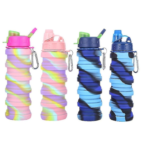 Kids Water Bottles Rainbow 500ml Children Water Bottle Girls Water Bottle Leakproof Children Drinking Bottle（Pink)