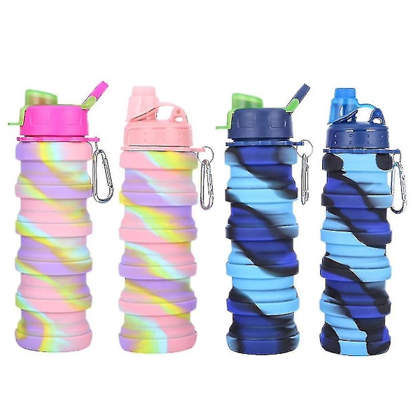 Lasten Vedenpullot Rainbow 500ml Lasten Vedenpullo Tyttöjen Vedenpullo Vuotamaton Lasten Juomapullo (Vaaleanpunainen)