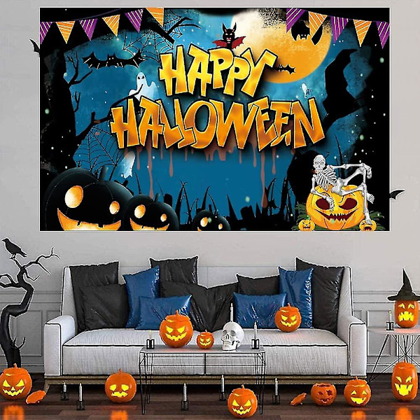 Halloween-banner med gresskarspøkelse Bakgrunn for Halloween-fest Dekorasjoner Halloween Utendørs Innendørs Fest Fotobakgrunn