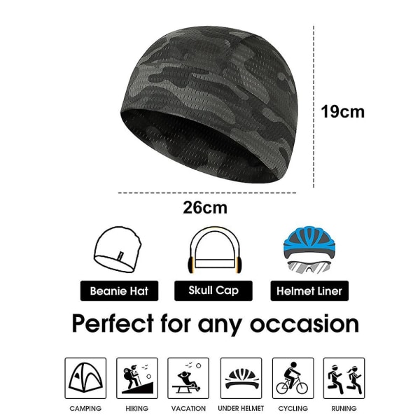 3-pakkaus Cool Skull Hat -kypärävuorattu hikeä siirtävä cap miehille ja naisille