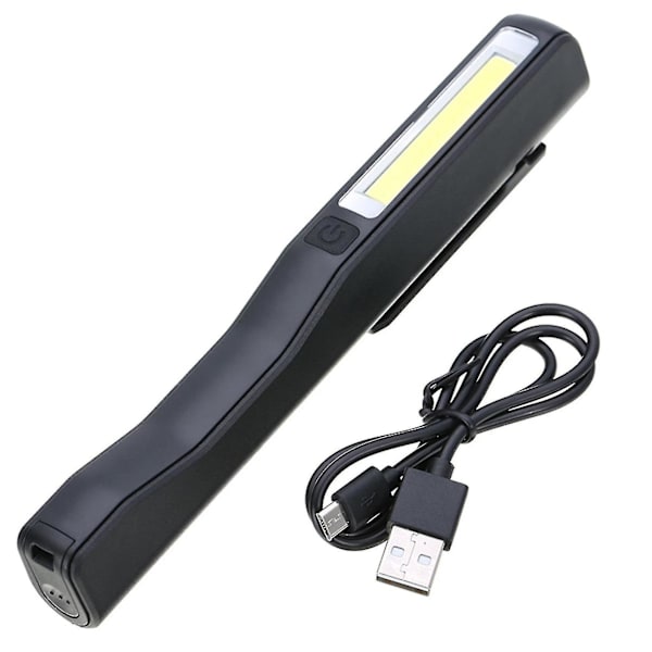 Laddningsbar LED COB Bärbar Camping Inspektionslampa Magnetisk Svart