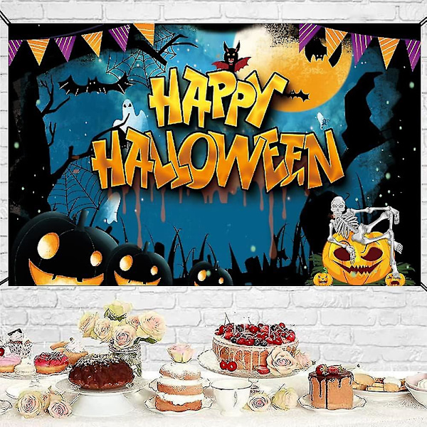 Halloween-banner med gresskarspøkelse Bakgrunn for Halloween-fest Dekorasjoner Halloween Utendørs Innendørs Fest Fotobakgrunn