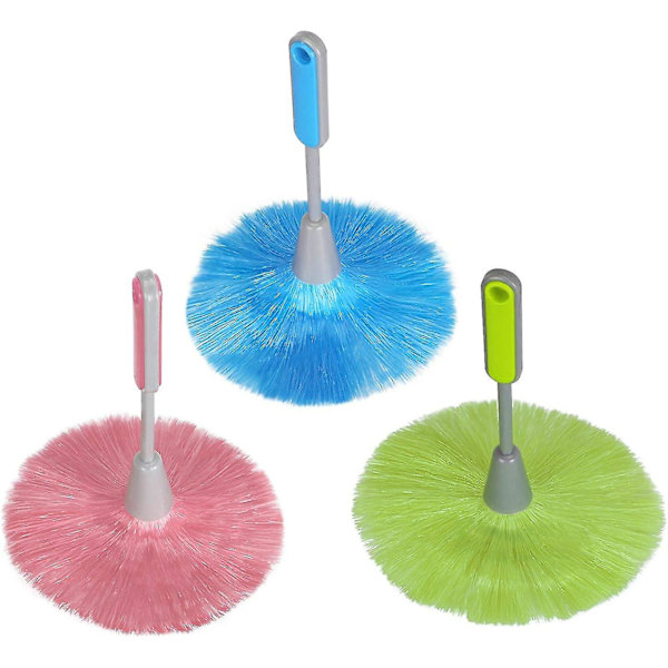 3-pack fluffig mikrofiber dammvippa för kök, laptop-tangentbord, datorskärm, rengöringsverktyg, minidammvippa (blå, grön, röd)