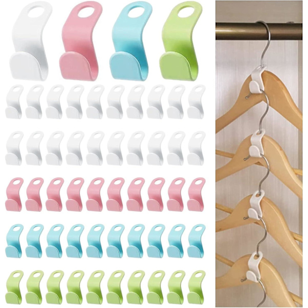 48 stk. Plastik Tøj Bøjle Hanger Klip Holder, Hanger Connector Mini Vandfald Bøjle Garderobe Organizer Pladsbesparende