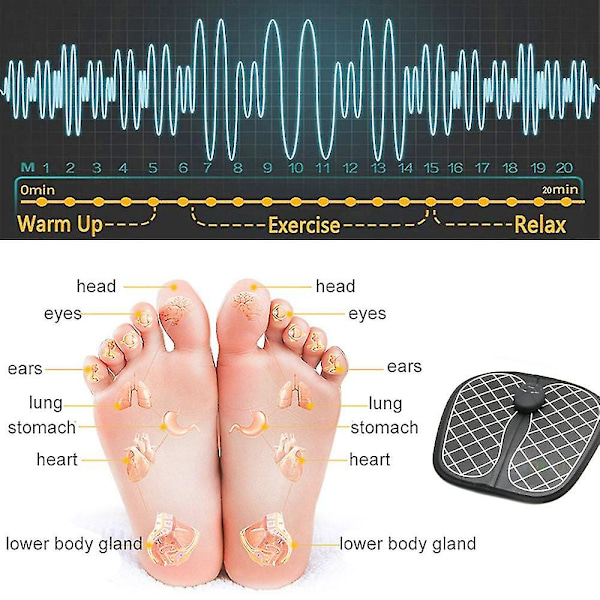 Elektrisk EMS Fodmassager Pad Fodmuskelstimulator Fodmassagemåtte Forbedrer Blodcirkulationen Lindrer Smerter Sundhedspleje