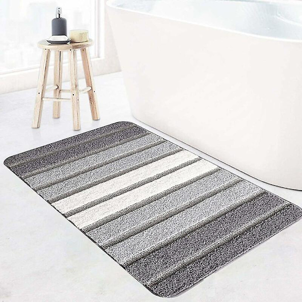 Badrumsmatta, halkfri badrumsmatta, supermjuk badrumsmatta, maskintvättbar, absorberande mikrofiber badrumsmatta (grå, 40 x 60 cm)